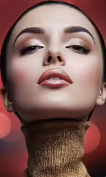 a close up image of a woman wearing a neck tie