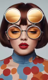 a woman wearing circles and holding up her eyes