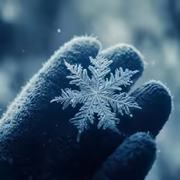 an image of the inside of someones hand and snowflakes