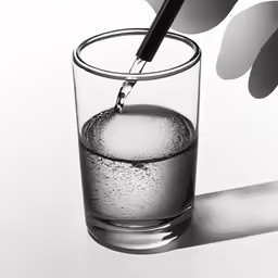 a glass filled with water sitting on top of a table