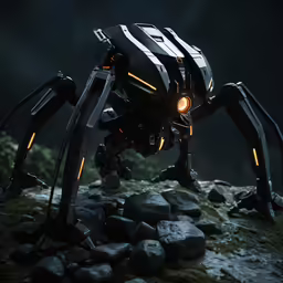 a very cool looking robot on some rocks
