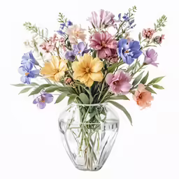 a clear vase with flowers inside of it
