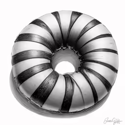 a black and white photo of an air filled donut