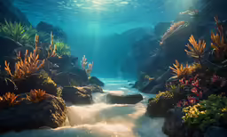 an underwater scene shows a beautiful stream in the ocean