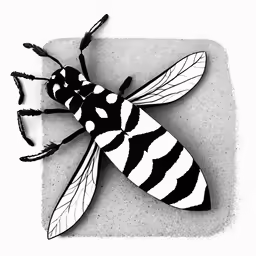 a black and white insect made with an odd pattern