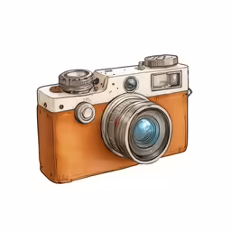 an old camera is drawn in colored pencil