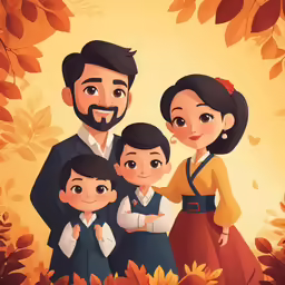 an image of a family with a cartoon background