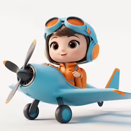 a small blue toy plane sitting on top of a white ground