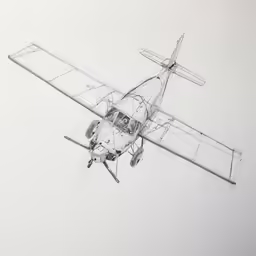 a small airplane flying in the sky with a lot of details