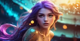 an animated photo of a young woman with long hair