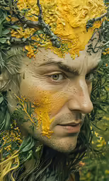 a man has trees painted on his face