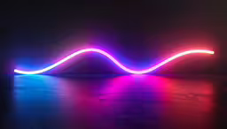 a wave with neon lights, lit up in the dark,colorful colored abstract design in the dark