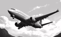 the jet airliner is taking off into the sky