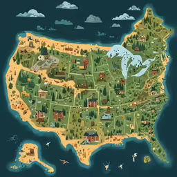 the united states in a cartoon style