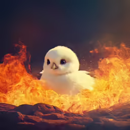the white owl is sitting on the rock