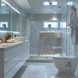 a bathroom with a toilet a sink and a mirror