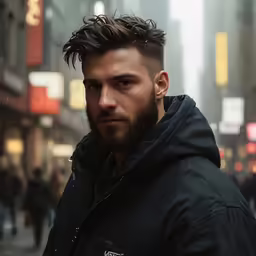 a man standing in the street looking down