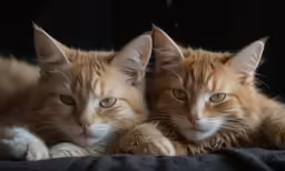 two kittens sitting next to each other on a bed