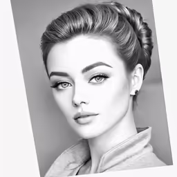 a woman with blonde hair wearing a high ponytail