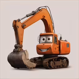 a robot with a shovel is in the image