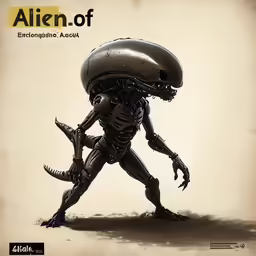 alien from alien force on an old paper