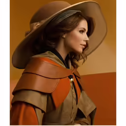 a woman wearing a dress with a coat and hat on