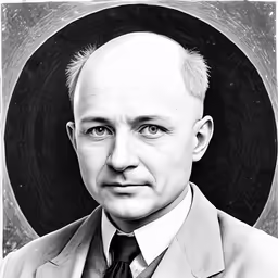a man with a bald head wearing a suit and tie