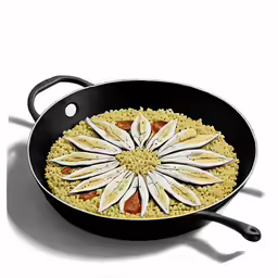 an iron skillet filled with an apple pie