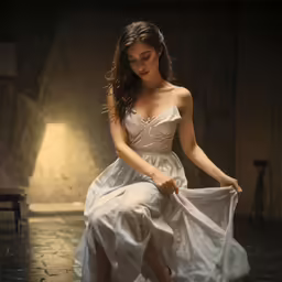 a woman that is standing in some kind of dress