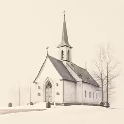 a large white church that has a steeple on it