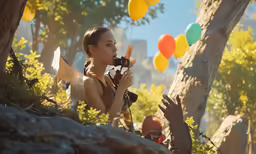 an image of a woman holding some balloons