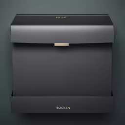 black envelope with golden hardware on top