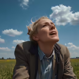 woman smiling on a field during a sunny day