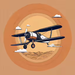 an old style plane flying over a mountain,an airplane flying through the air over a desert area