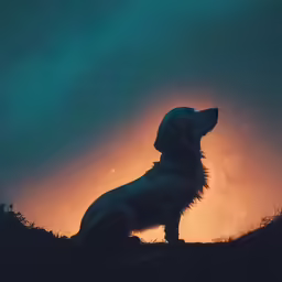 a dog that is standing up at the sky