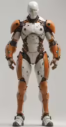 the mechanical character is in full body, and it appears to be ready to fight