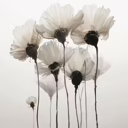 flowers with white petals in the wind
