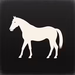 a white horse is standing on black paper