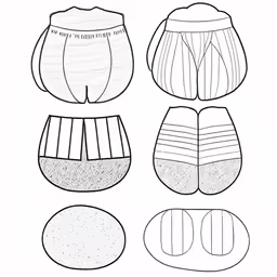 different types of pants cut out into pieces