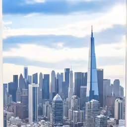 an aerial view of a skyscrapers in a big city