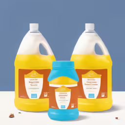 two jugs of liquid sitting side by side