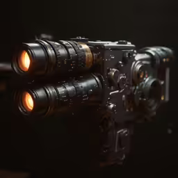 a couple of flashlights are sitting on top of a camera