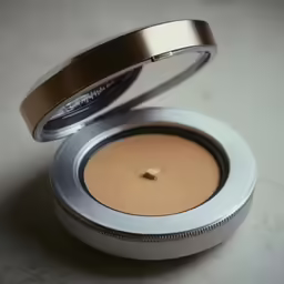 a round metal container with a round base