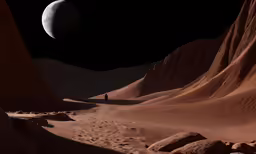 the landscape in the desert looks like it could be dark and moonlit