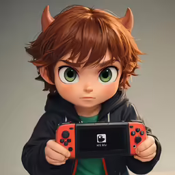a little boy with a video game controller