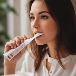 a woman is taking a large sample of thermometer
