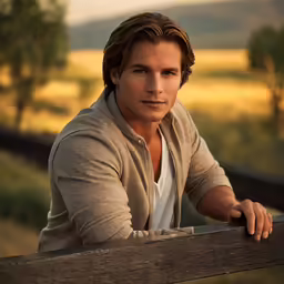 a man with his arms crossed leaning on a fence