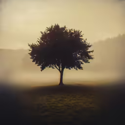 a tree that is standing in the middle of some grass