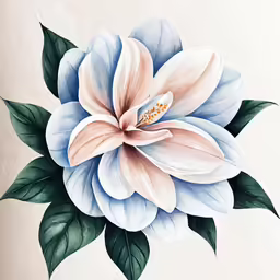 a painted floral sits upright on a beige surface