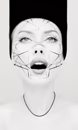 the woman has been digitally constructed into her face